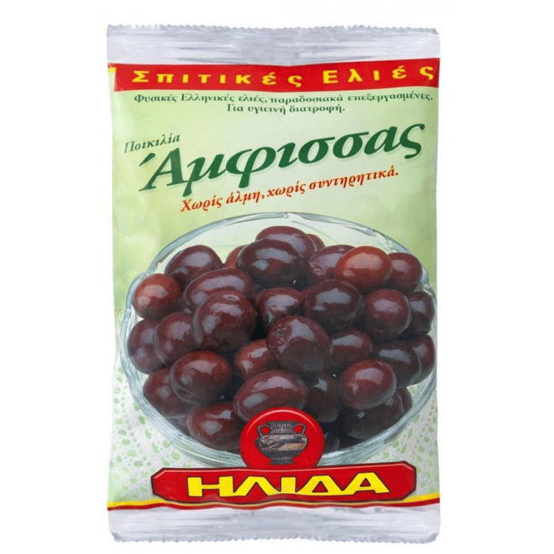 Schwarze Oliven Amfissa (250g) Ilida von Ilida bei Araxxon  - Hochwertiges griechisches Produkt.   Schwarze Oliven Amfissa (250g) Ilida από Ilida στο Araxxon  - Αυθεντικό ελληνικό προϊόν.